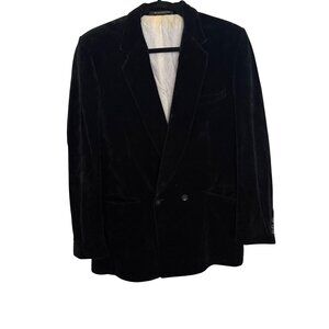 Vintage Halston Black Velvet Double-Breasted Mens Blazer